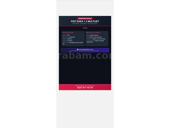 Sahibinden Fiat Egea 1.3 Multijet Easy 2019 Model