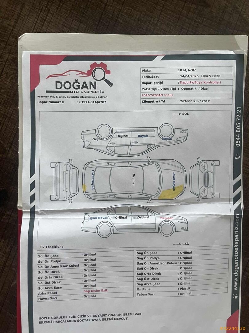 Galeriden Ford Focus 1.5 TDCi Trend X 2017 Model Batman 276.000 km Beyaz 6