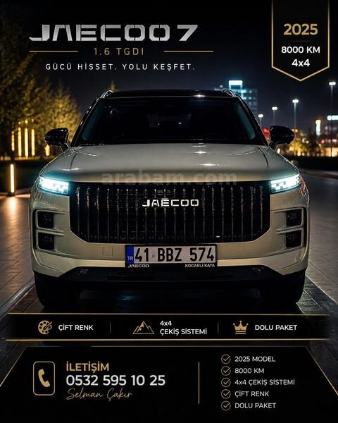 Sahibinden Jaecoo J7 1.6 Evolve 2025 Model Kocaeli 11.000 km Mavi