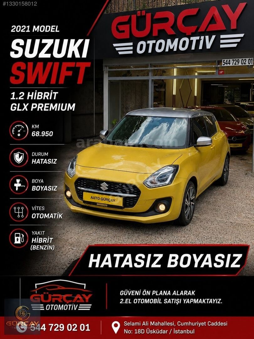 Galeriden Suzuki Swift 1.2 Hibrit GLX Premium 2021 Model İstanbul 68.950 km Sarı 1