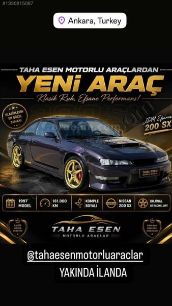 Galeriden Nissan 200 SX 2.0 Turbo 1997 Model Ankara 161.000 km Mavi