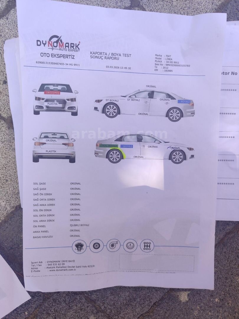 Sahibinden Fiat Linea 1.3 Multijet Active Plus 2012 Model Kayseri 195.000 km Beyaz 2