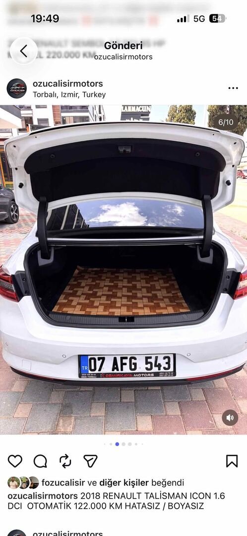 Sahibinden Renault Talisman 1.6 dCi Icon 2018 Model İzmir 127.000 km Beyaz 5