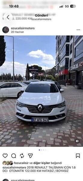 Sahibinden Renault Talisman 1.6 dCi Icon 2018 Model İzmir 127.000 km Beyaz