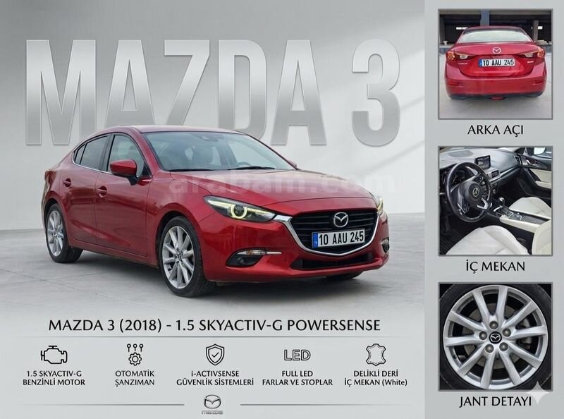 Sahibinden Mazda 3 1.5 SkyActive-G Power Sense 2018 Model Şırnak 116.000 km Kırmızı