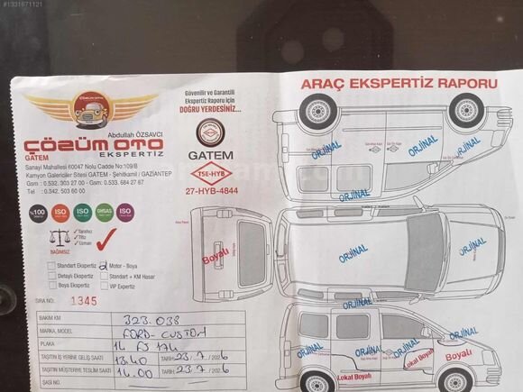 Galeriden Ford Transit Custom 310 L Delux 2014 Model Gaziantep