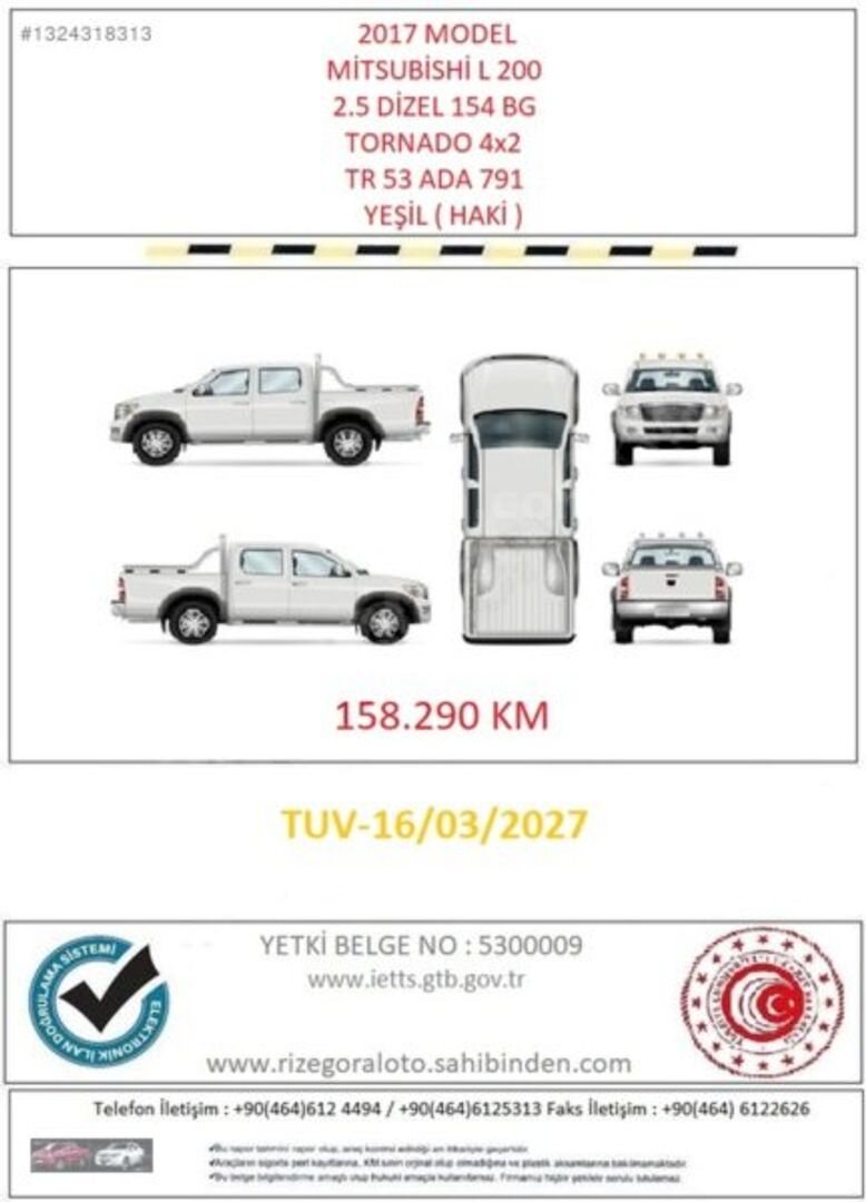 2017 MODEL MİTSUBİSHİ L 200 TORNADO DİJİTAL KLİMA + NAVİGASYON 2