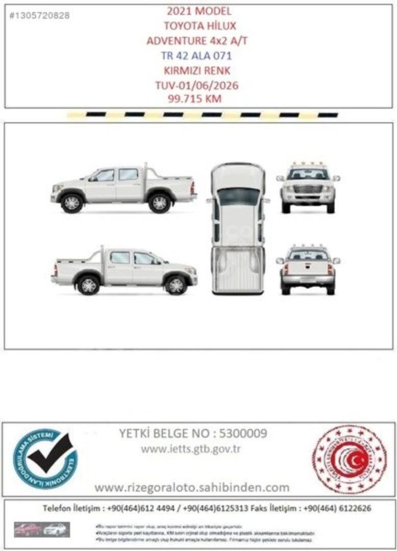 2021 MODEL TOYOTA HİLUX ADVENTURE 4x2 A/T 2