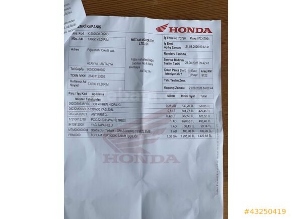 Galeriden Honda PCX125 2023 Model Antalya 9.000 km Mavi - 43250419