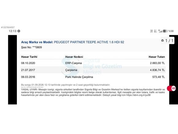 Galeriden Peugeot Partner 1.6 HDI Active 2014 Model Bursa 365.000