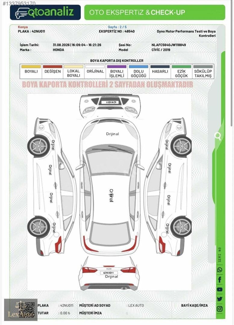 'LexAUTO' 2019 MAKYAJLI CİVİC ELEGANCE FC-450 EDİTİON TASARIM 3