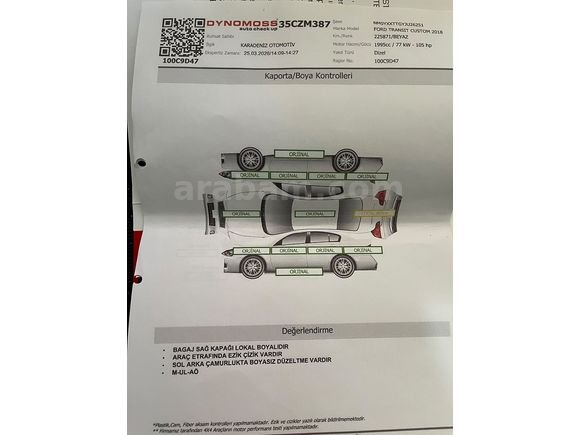 Sahibinden Ford Transit Custom 320 L Deluxe 2018 Model İzmir