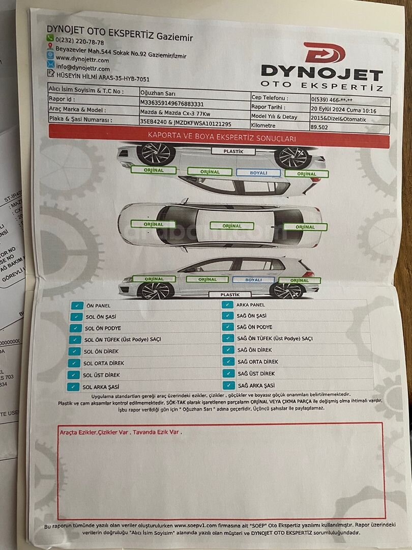 DEĞİŞENSİZ 4x4 MAZDA CX-3 4