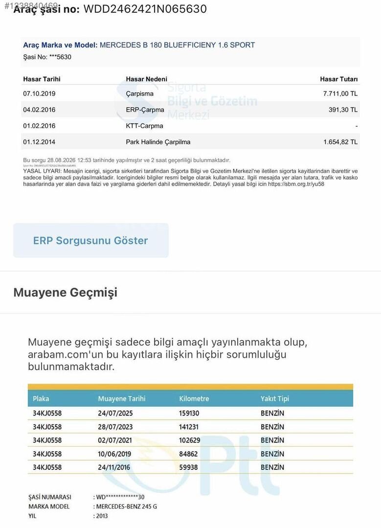 Galeriden Mercedes - Benz B 180 BlueEFFICIENCY Sport 2013 Model İzmir 170.280 km Beyaz 3