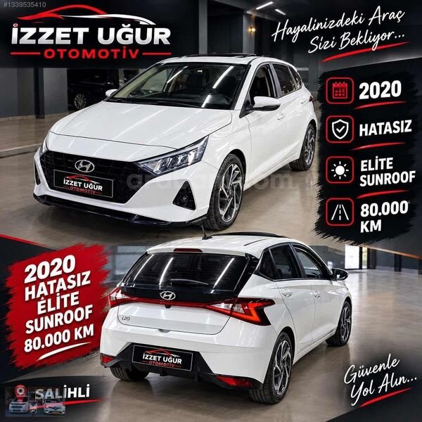 Galeriden Hyundai i20 1.4 MPI Elite 2020 Model Manisa 82.000 km Beyaz 1