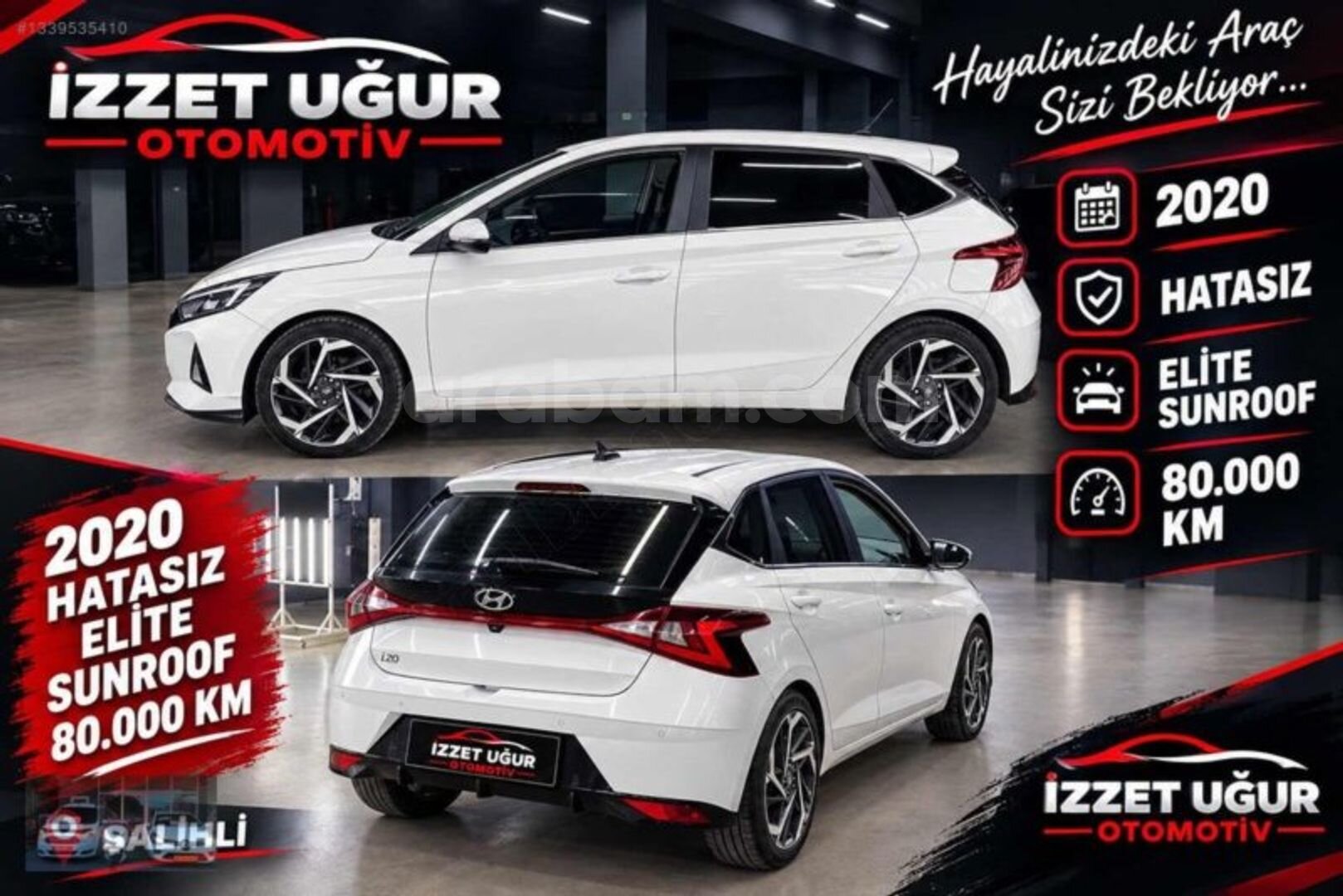 Galeriden Hyundai i20 1.4 MPI Elite 2020 Model Manisa 82.000 km Beyaz 3