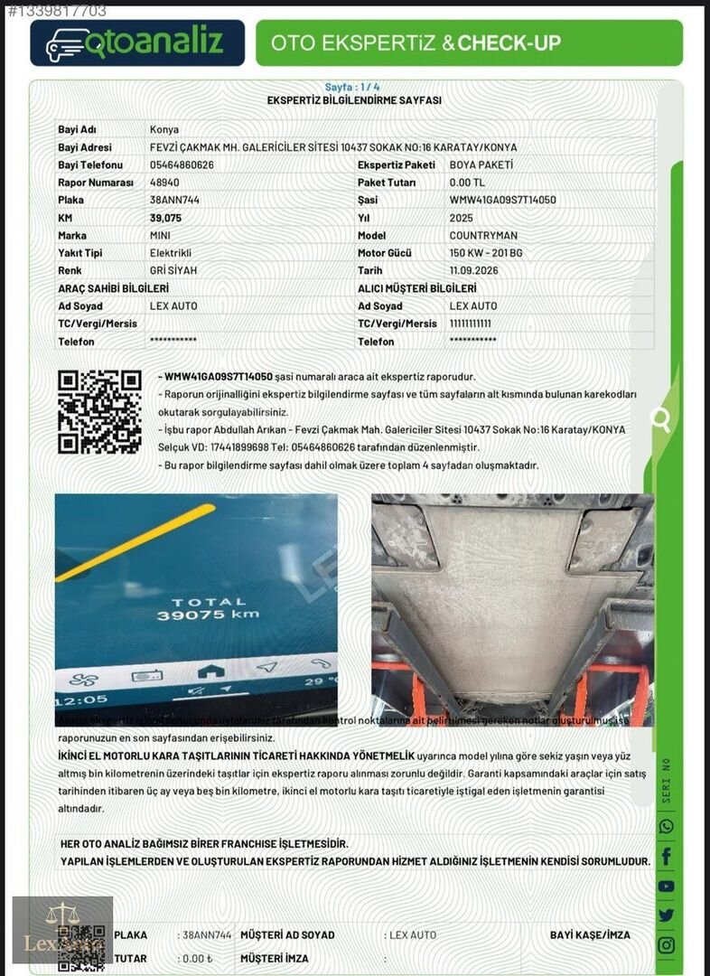 "LexAUTO" 2025 MINI COUNTRYMAN FULL PPF KAPLI HATASIZ-BOYASIZ 2