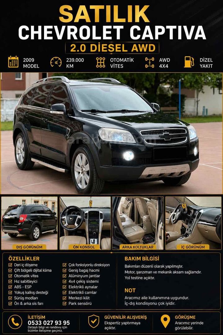 Sahibinden Chevrolet Captiva 2.0 D LT High 2009 Model 1