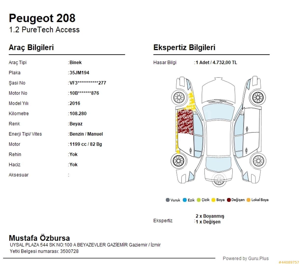 220.000 TL PEŞİNATLA 2016 MODEL PEUGEOT 208 1.2 ACCESS 2