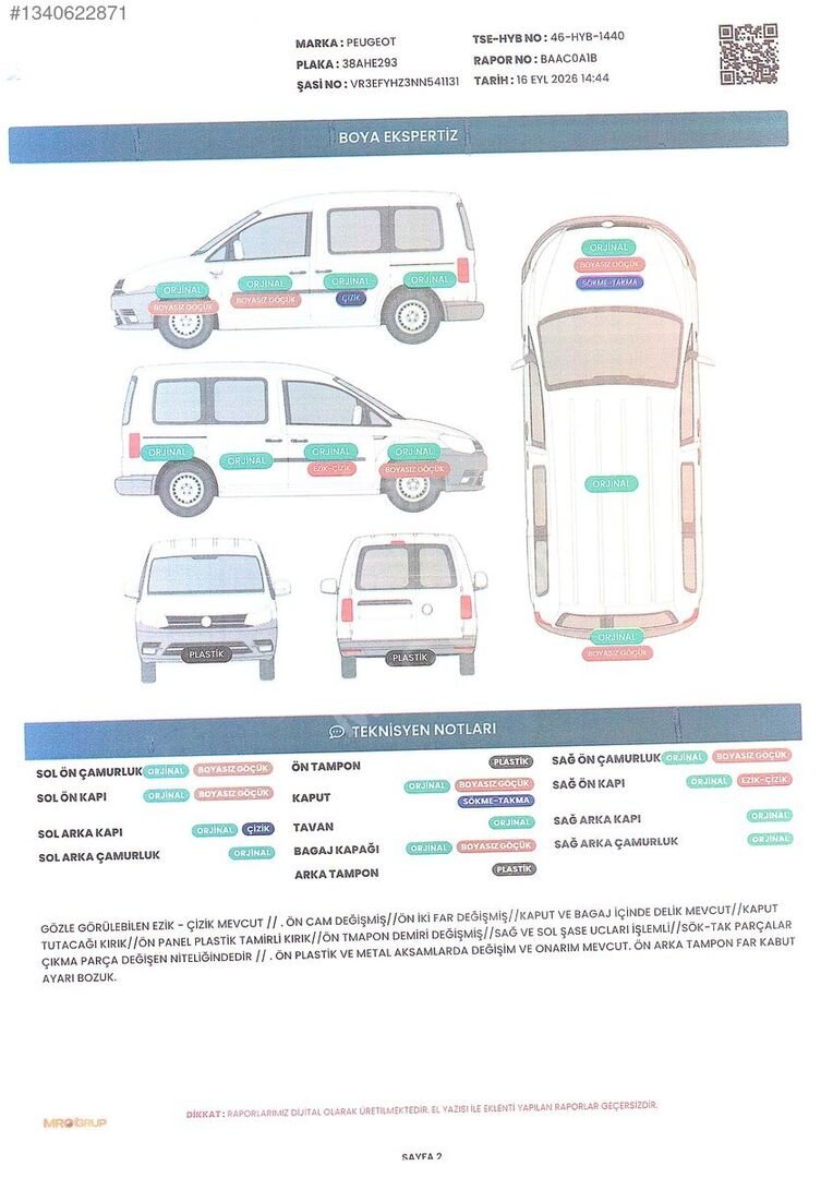Galeriden Peugeot Rifter 1.5 BlueHDI Allure 2022 Model Kayseri 123.000 km Gri 1