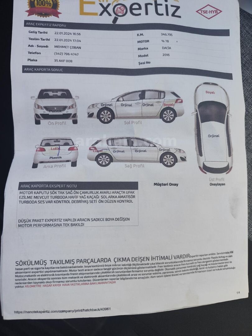 Sahibinden Dacia Duster 1.5 dCi Ambiance 2016 Model 2