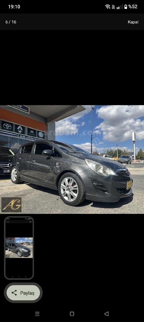 Sahibinden Opel Corsa 1.2 Twinport Essentia 2011 Model 210.913 km Gri 6