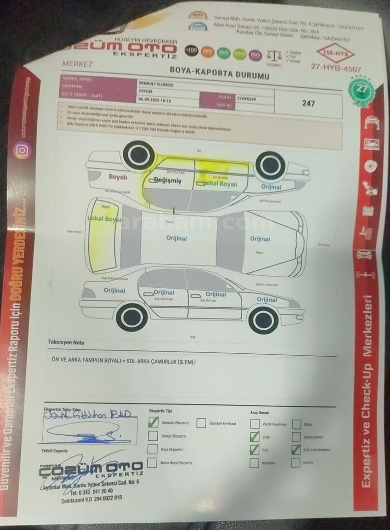 Sahibinden Renault Fluence 1.5 dCi Icon 2016 Model Gaziantep 229.000 km Beyaz 5