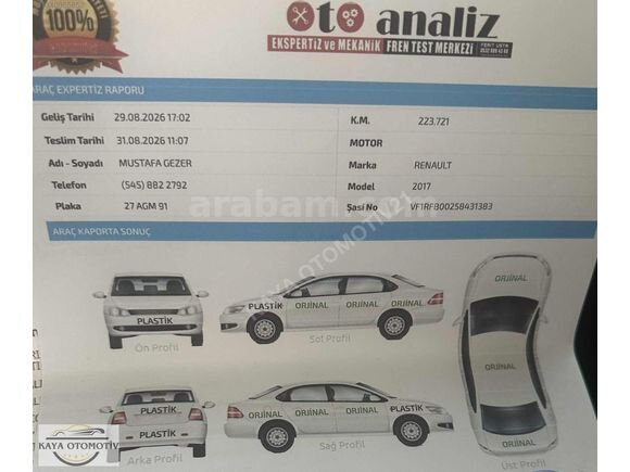 Galeriden Renault Megane 1.6 Joy 2017 Model Diyarbakır 223.000 km
