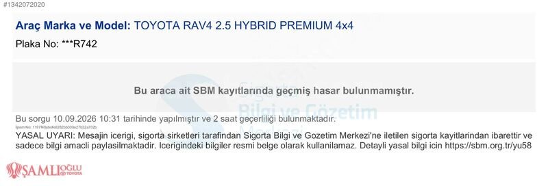 ŞAMLIOĞLU TOYOTA VE BYD BAYİ/28.600KM/HATASZ/RAV4 2.5 PREMİUM4X4 2