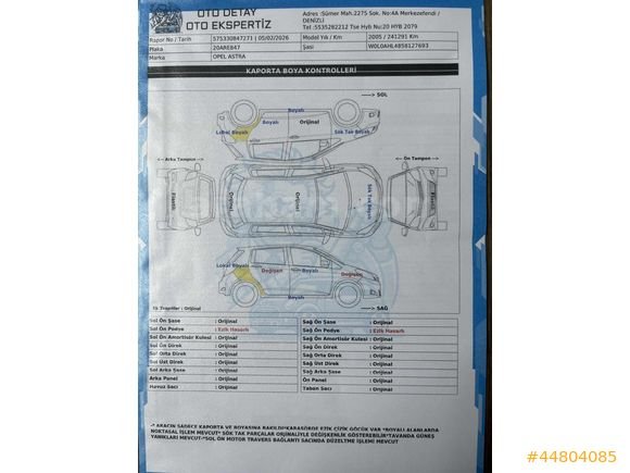 Galeriden Opel Astra 1.6 Twinport 2005 Model Denizli 250.000 KM