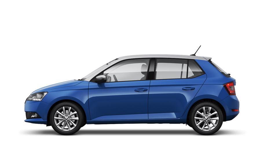 skoda fabia energy blue with silver roof